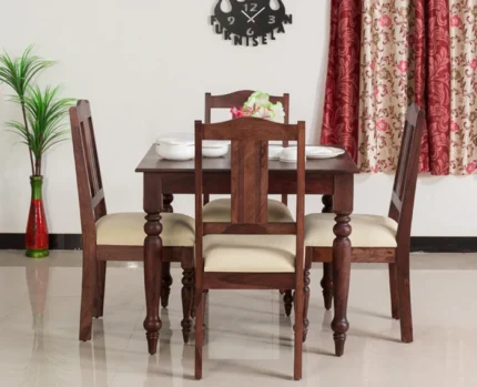 PRITI Solid Wood Four Seater Dining Set