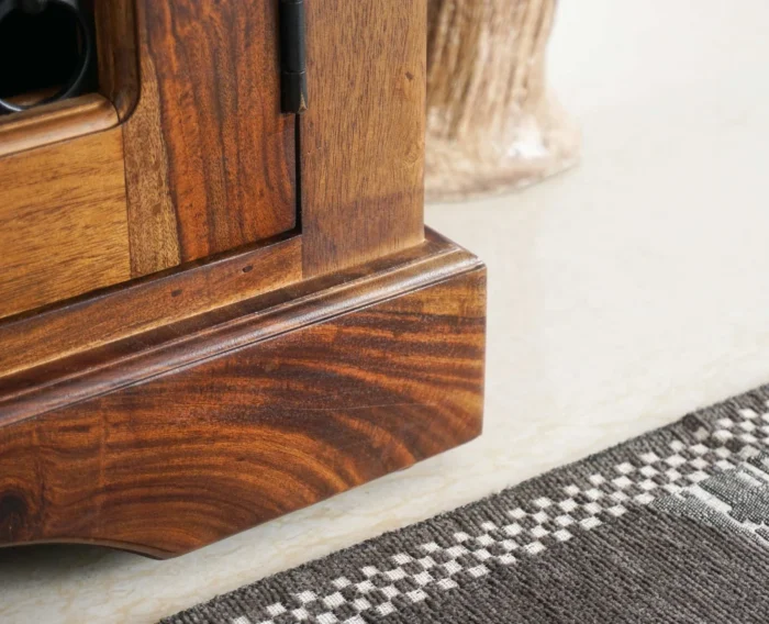 PRITI Solid Wood Three Doors Bench Shoe Rack