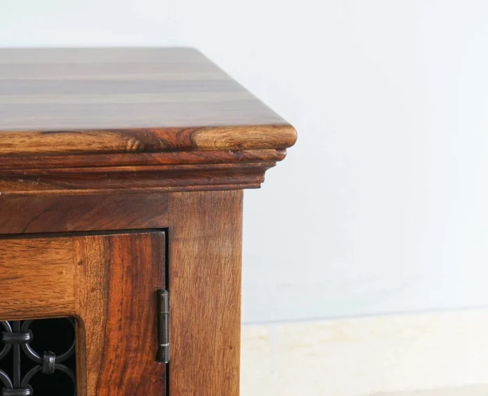 PRITI Solid Wood Three Doors Bench Shoe Rack