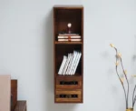 PRITI Wooden Decor Wall Shelve with Two Drawers