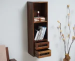 PRITI Wooden Decor Wall Shelve with Two Drawers