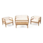 PRITI Solid Wood Sofa Set With Coffee Table For living room