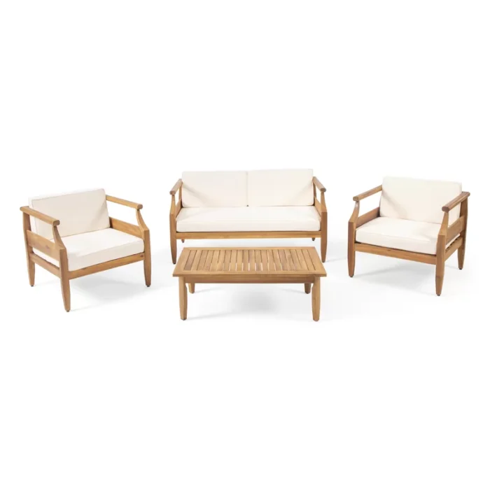 PRITI Solid Wood Sofa Set With Coffee Table For living room