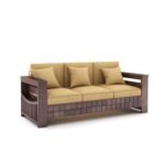 PRITI Solid Wood 5 Seater Sofa Set (Walnut Finish, 3+1+1)