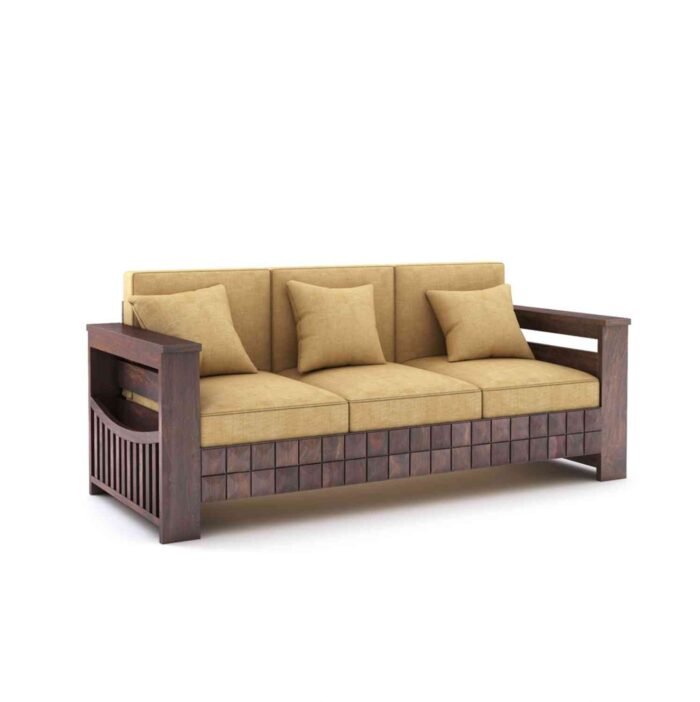 PRITI Solid Wood 5 Seater Sofa Set (Walnut Finish, 3+1+1) PRITI Solid Wood 5 Seater Sofa Set (Walnut Finish, 3+1+1)