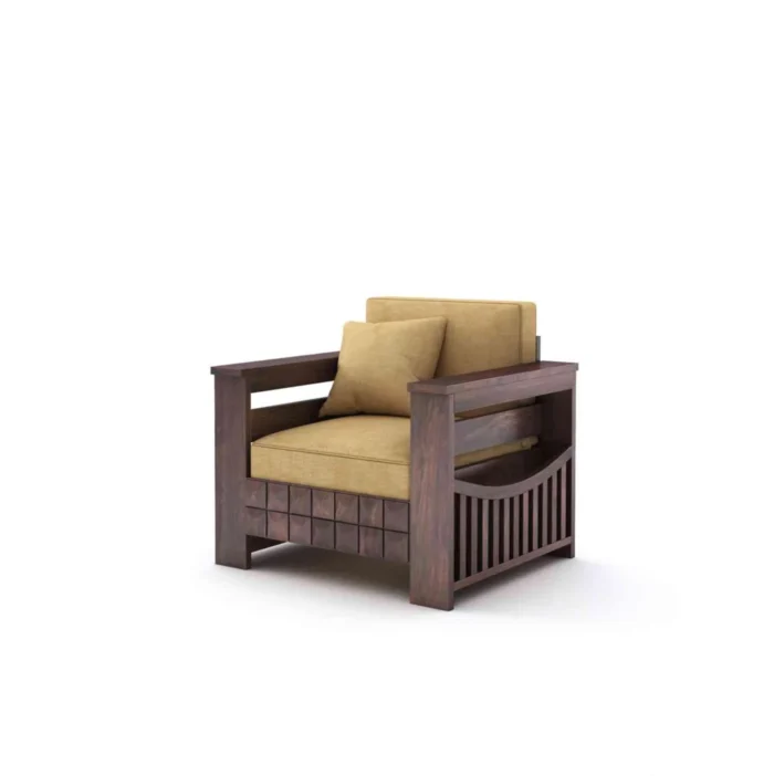 PRITI Solid Wood 5 Seater Sofa Set (Walnut Finish, 3+1+1) PRITI Solid Wood 5 Seater Sofa Set (Walnut Finish, 3+1+1)