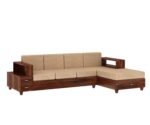PRITI Solid Wood 4 Seater L Shape Sofa (Natural Finish)