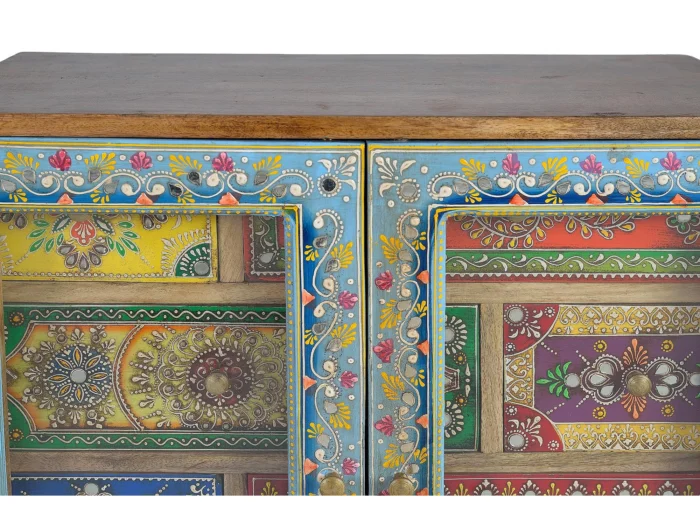 Hand Painted Mango Wood TV Cabinet-13 - Image 5