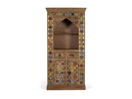 Solid Mango Wood Ethnic Bookcase-18