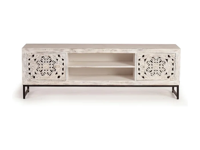 Hand Carved Solid Mango Wood-12 TV Unit - Image 7