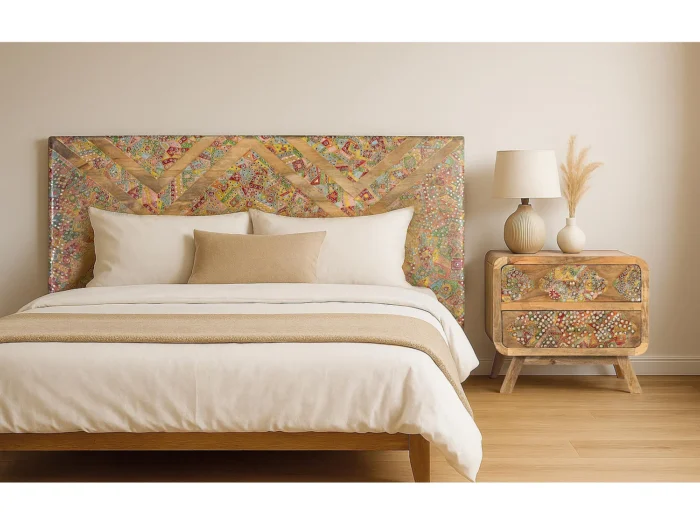 Handcrafted Mango Wood Ethnic Headboard-19 - Image 3